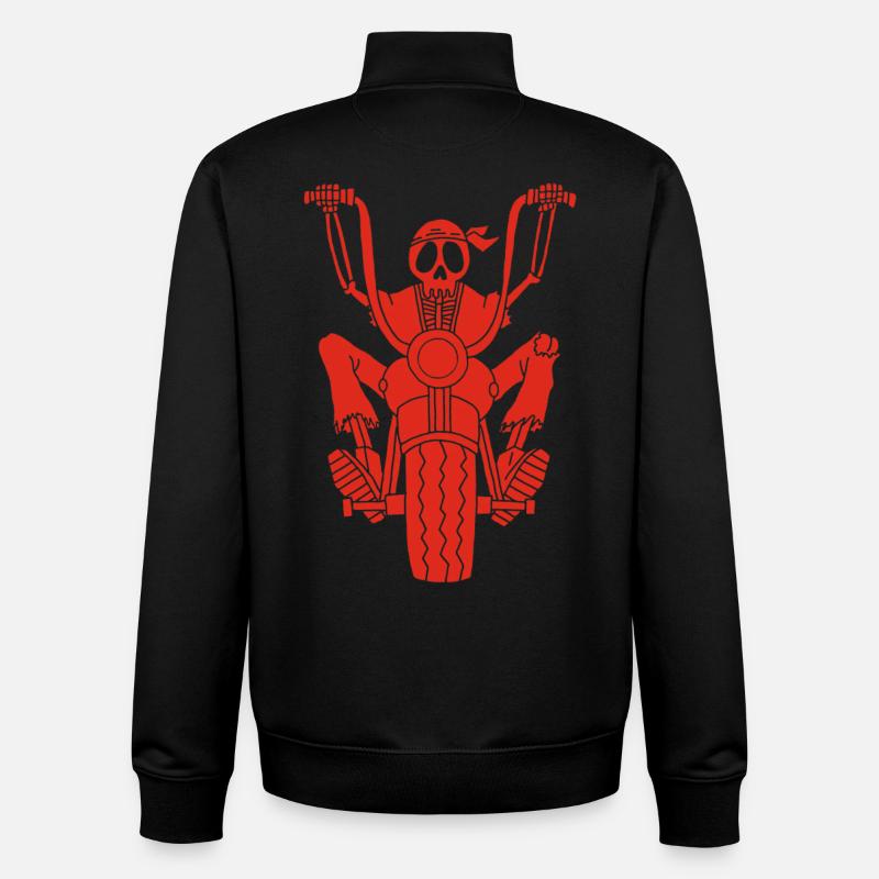 Red biker skeleton - Unisex Organic Zip Sweatshirt by Stanley/Stella - black