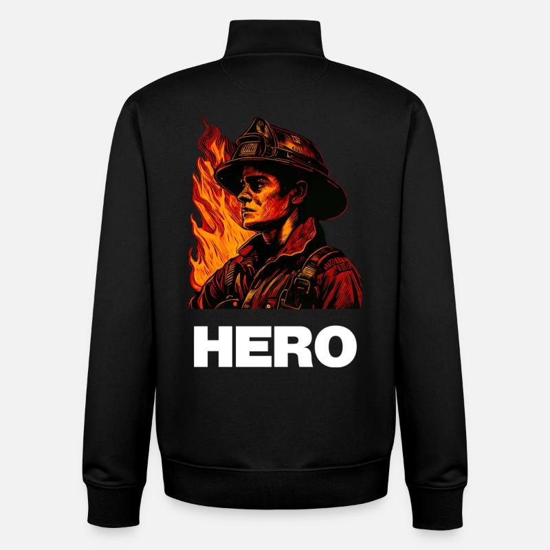 Héros des pompiers / Héros - Sweat zippé unisexe en coton bio Stanley/Stella - noir