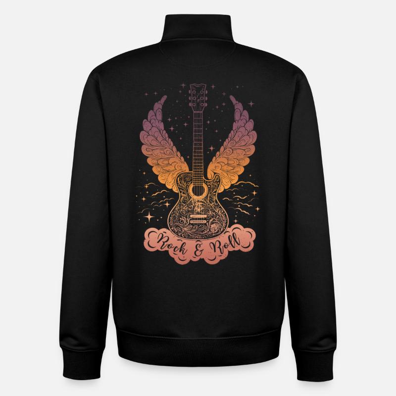 Rock & Roll Guitar - Sweat zippé unisexe en coton bio Stanley/Stella - noir