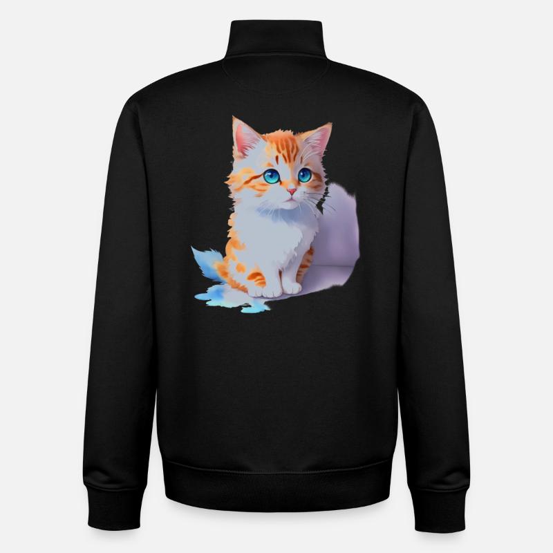 chat mignon - Sweat zippé unisexe en coton bio Stanley/Stella - noir