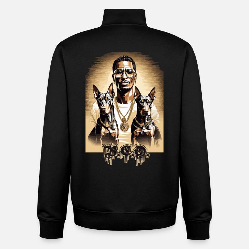 Rapper with Dobermans - Unisex Organic Zip Sweatshirt by Stanley/Stella - black