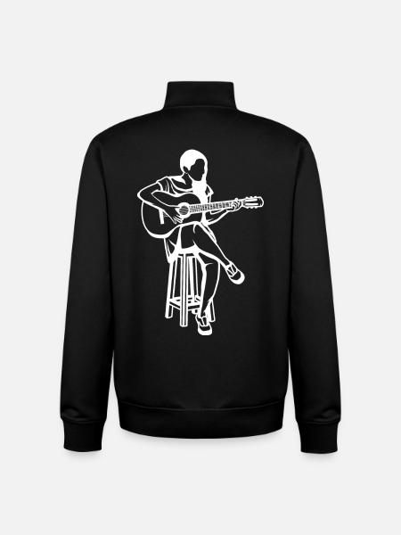 Guitar Girl Drawing - Unisex Organic Zip Sweatshirt by Stanley/Stella - black