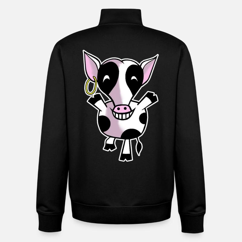 Vache heureuse - Sweat zippé unisexe en coton bio Stanley/Stella - noir