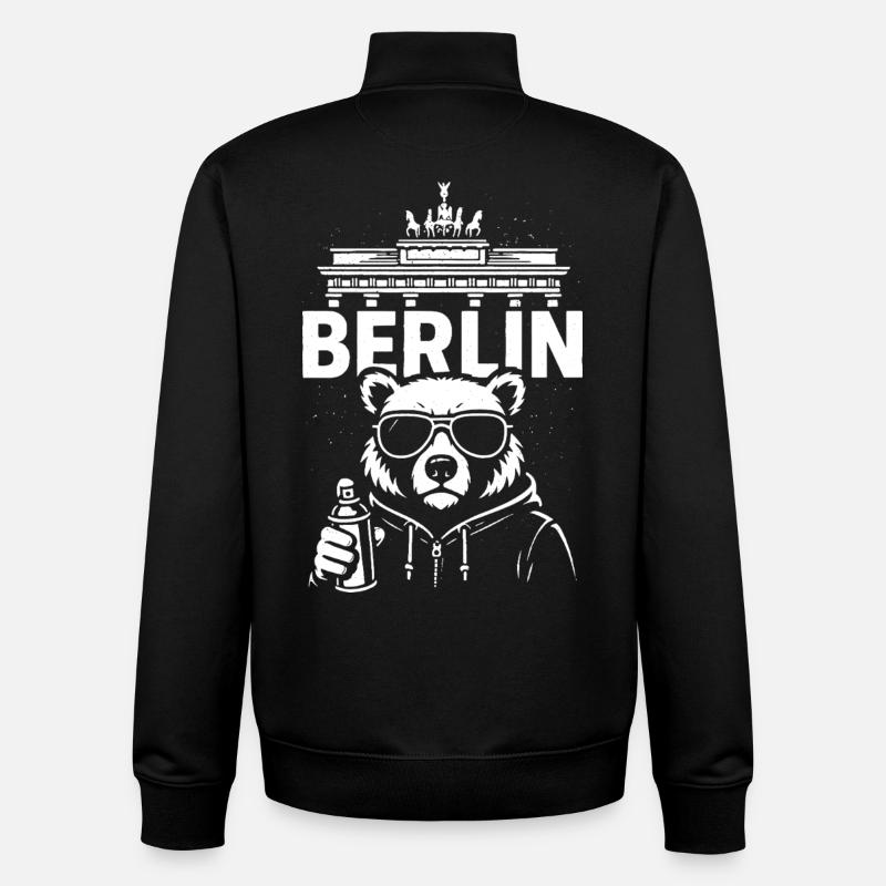 Urban Bear Berlin - Sweat zippé unisexe en coton bio Stanley/Stella - noir