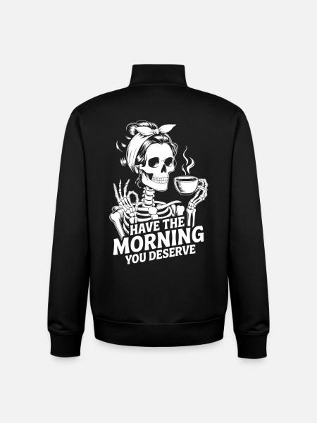 Coffee Kick Skeleton Morning Ritual - Unisex Organic Zip Sweatshirt by Stanley/Stella - black