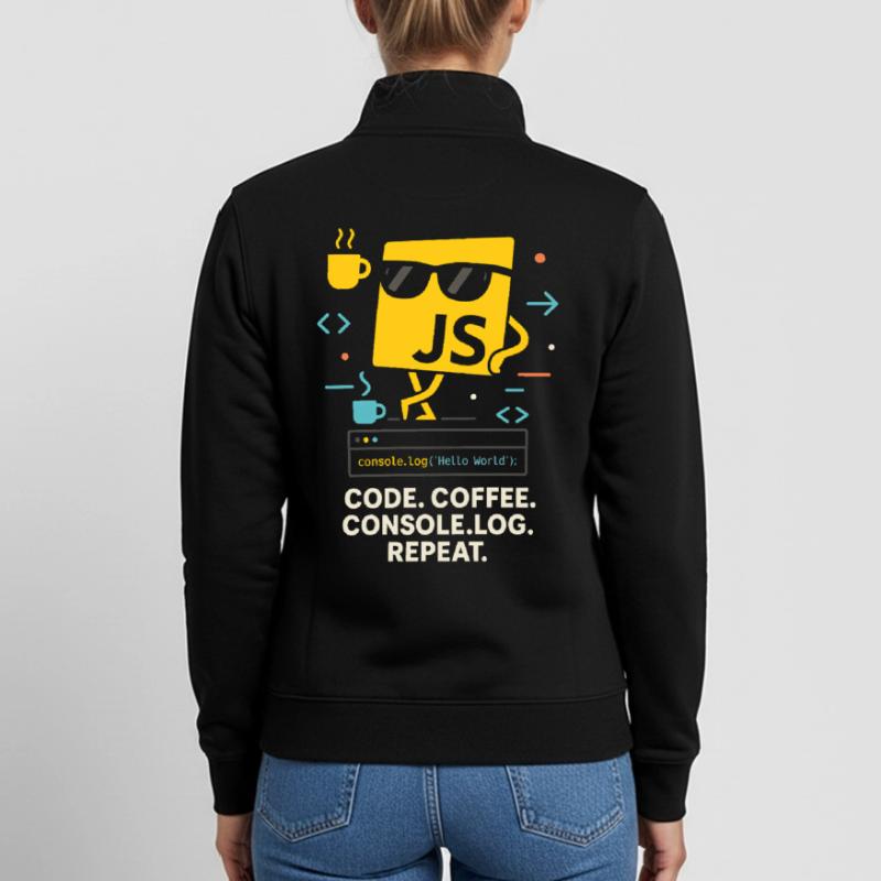 Code Coffee Console.log Répéter le programme JavaScript Sweat zippé unisexe en coton bio Stanley/Stella