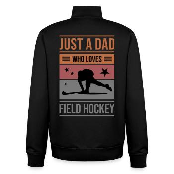 Cooles Feldhockey T-Shirt Design für Väter. - Unisex Organic Zip Sweatshirt von Stanley/Stella - Schwarz - Hinten - AI Model Male 185 light (185cm)