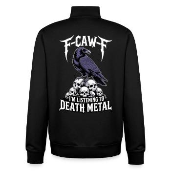 Raven over Skulls – Death Metal - Sweat zippé unisexe en coton bio Stanley/Stella - noir - Dos - AI Model Male 185 light (185cm)