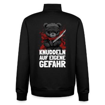 Un Teddy Ninja avec une phrase espiègle - Sweat zippé unisexe en coton bio Stanley/Stella - noir - Dos - AI Model Male 185 light (185cm)