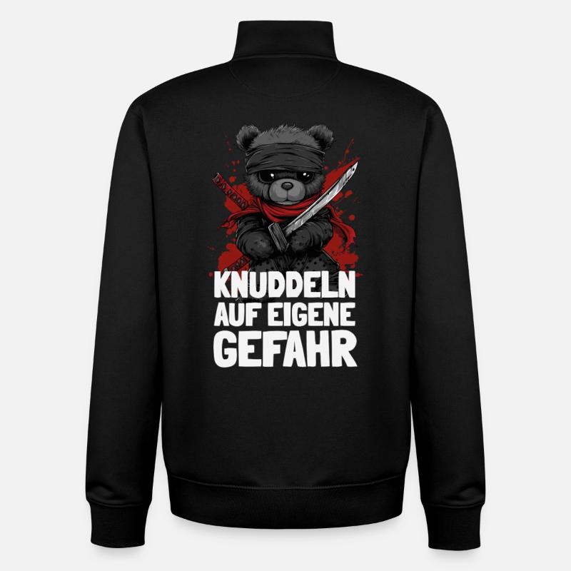 Ninja Teddy mit frechem Spruch - Unisex Organic Zip Sweatshirt von Stanley/Stella - Schwarz