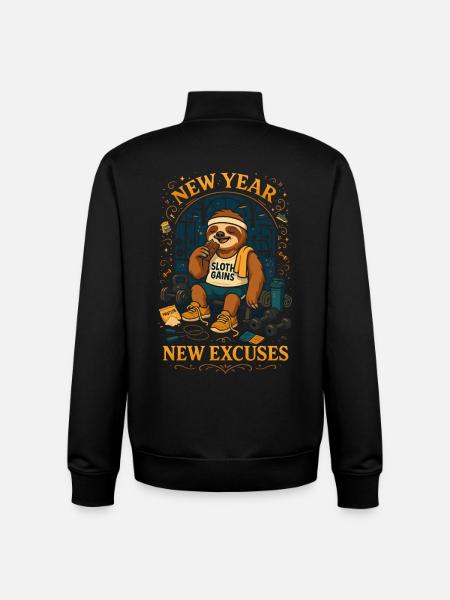 New Year – Sloth Gains Excuses - Unisex Organic Zip Sweatshirt von Stanley/Stella - Schwarz