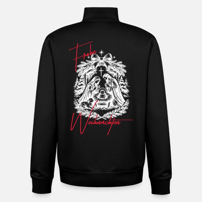 Weihnachtskrippe Schwarz Weiß - Unisex Organic Zip Sweatshirt von Stanley/Stella - Schwarz