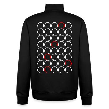 Headset pattern with red accents - Unisex Organic Zip Sweatshirt by Stanley/Stella - black - Back - AI Model Male 185 light (185cm)