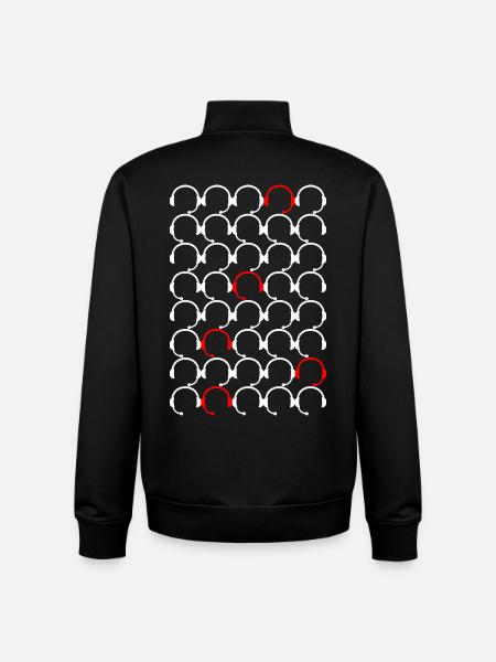 Headset pattern with red accents - Unisex Organic Zip Sweatshirt by Stanley/Stella - black