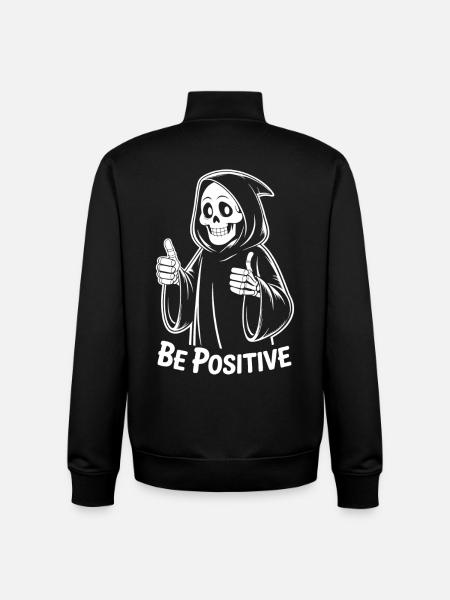 Be Positive Grim Reaper Cartoon - Unisex Organic Zip Sweatshirt by Stanley/Stella - black