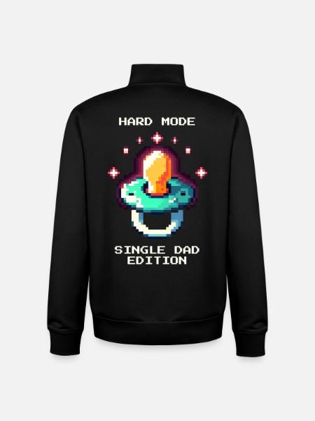 Hard Mode: Single Dad | Single parent - Unisex Organic Zip Sweatshirt by Stanley/Stella - black