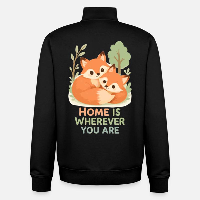 Süßes Fuchs Pärchen im Wald - Unisex Organic Zip Sweatshirt von Stanley/Stella - Schwarz