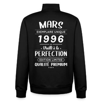 30-jähriges Jubiläum – März 1996 Perfektion - Unisex Organic Zip Sweatshirt von Stanley/Stella - Schwarz - Hinten - AI Model Male 185 light (185cm)