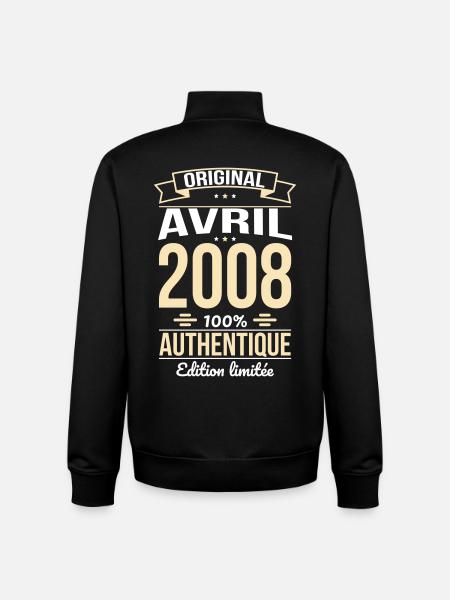 18th Birthday - Original - April 2008 - Unisex Organic Zip Sweatshirt by Stanley/Stella - black