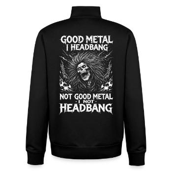 Funny Metal Saying Headbanging Festival Merch - Unisex Organic Zip Sweatshirt by Stanley/Stella - black - Back - AI Model Male 185 light (185cm)