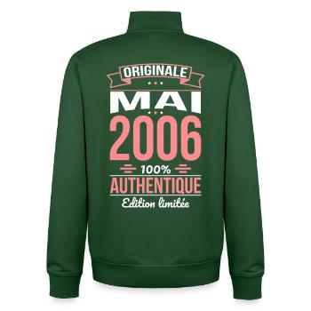 Anniversaire 20 ans - Originale - Mai 2006 - Sweat zippé unisexe en coton bio Stanley/Stella - vert bouteille - Dos - AI Model Male 185 dark (185cm)