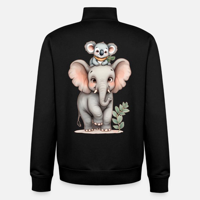 Wilde Freundschaft: Elefant und Koala 🐘 🐨 - Unisex Organic Zip Sweatshirt von Stanley/Stella - Schwarz
