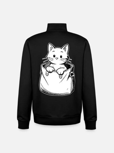 Kitten in a pouch illustration - Unisex Organic Zip Sweatshirt by Stanley/Stella - black