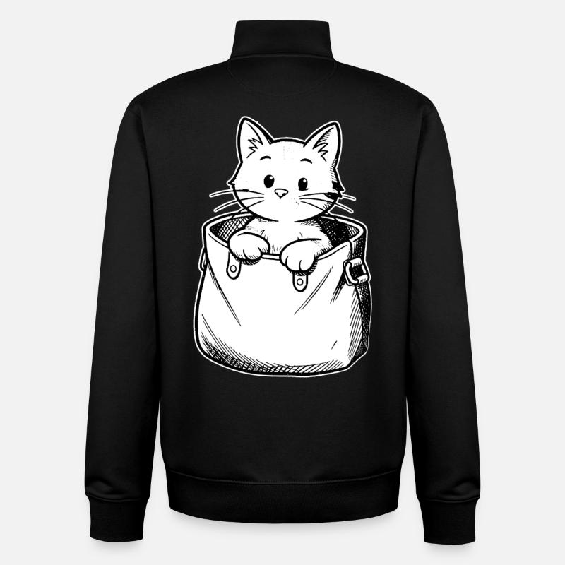 Kätzchen im Beutel Illustration - Unisex Organic Zip Sweatshirt von Stanley/Stella - Schwarz
