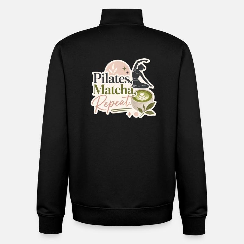 Pilates - Matcha - Répéter - Sweat zippé unisexe en coton bio Stanley/Stella - noir