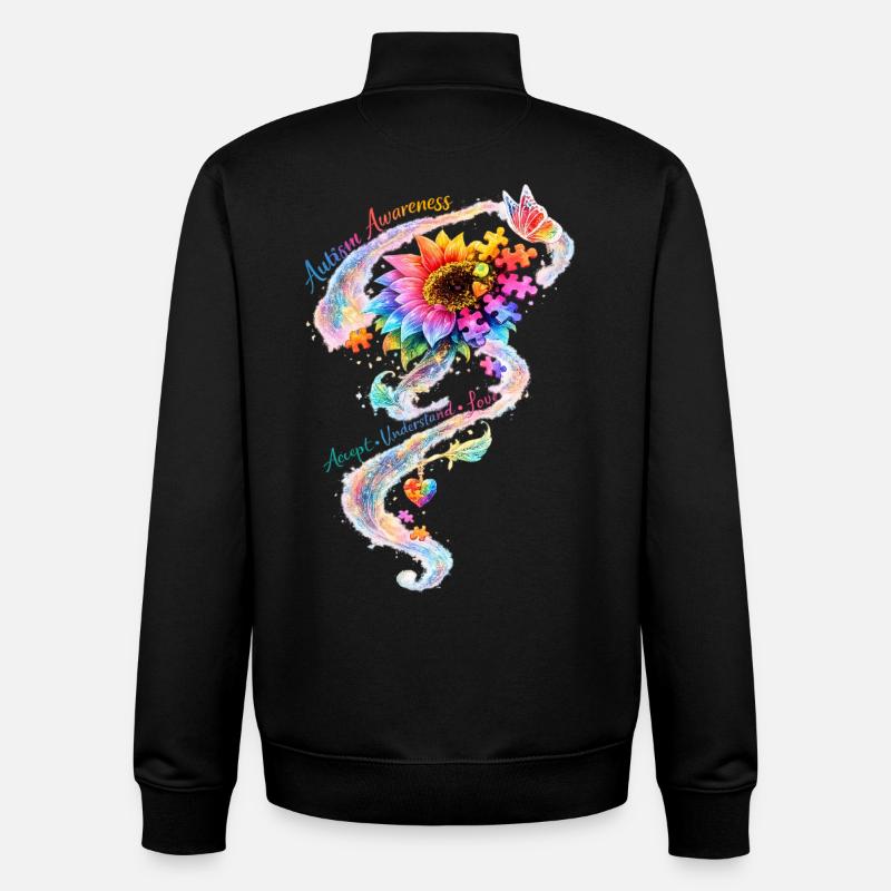 Autismus-Bewusstsein-Sonnenblume - Unisex Organic Zip Sweatshirt von Stanley/Stella - Schwarz