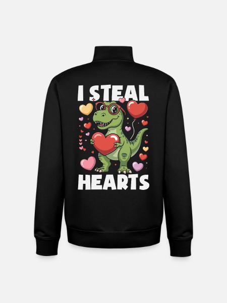 Retro Heart Valentine's Day Design Love - Unisex Organic Zip Sweatshirt by Stanley/Stella - black