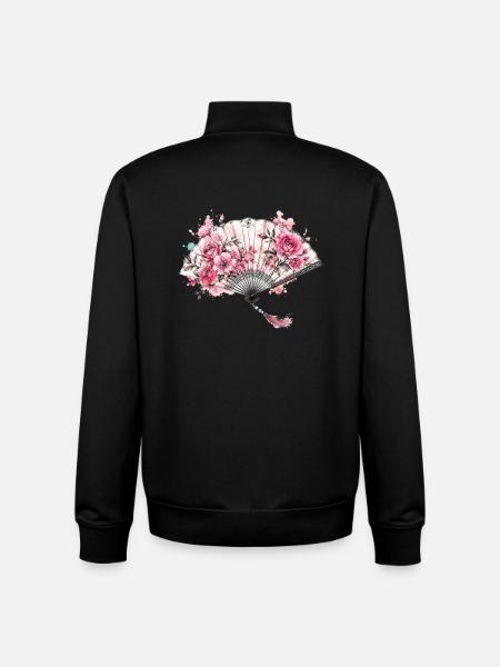 Éventail floral avec aquarelle - Sweat zippé unisexe en coton bio Stanley/Stella - noir