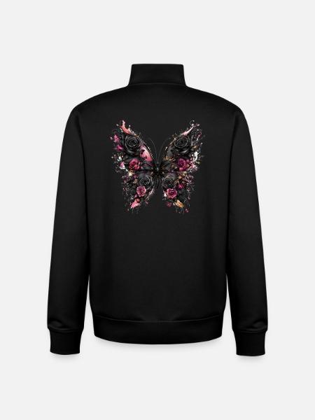 Black butterfly with rose wings - Unisex Organic Zip Sweatshirt by Stanley/Stella - black