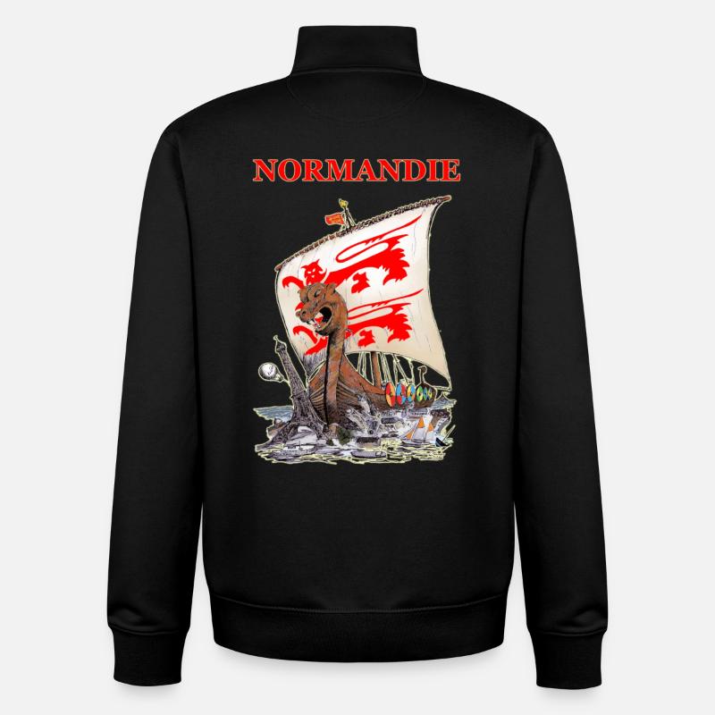 DRAKKAR NORMANDIE création Louis RUNEMBERG © Adagp - Sweat zippé unisexe en coton bio Stanley/Stella - noir