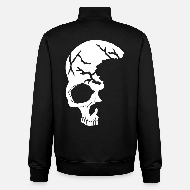 white half skull - Unisex Organic Zip Sweatshirt by Stanley/Stella - black