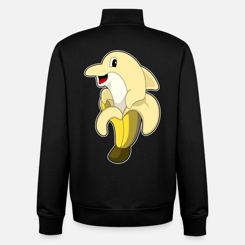 Dolphin Banane - Sweat zippé unisexe en coton bio Stanley/Stella - noir