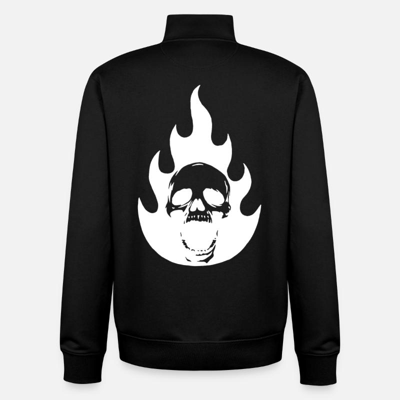 Skull and white flame - Unisex Organic Zip Sweatshirt by Stanley/Stella - black