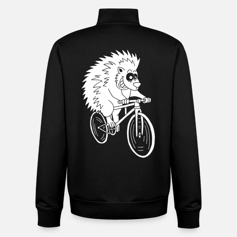 hérisson blanc à vélo - Sweat zippé unisexe en coton bio Stanley/Stella - noir