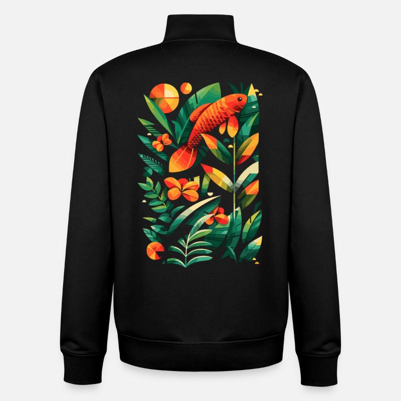 Graphique de pêche - Sweat zippé unisexe en coton bio Stanley/Stella - noir