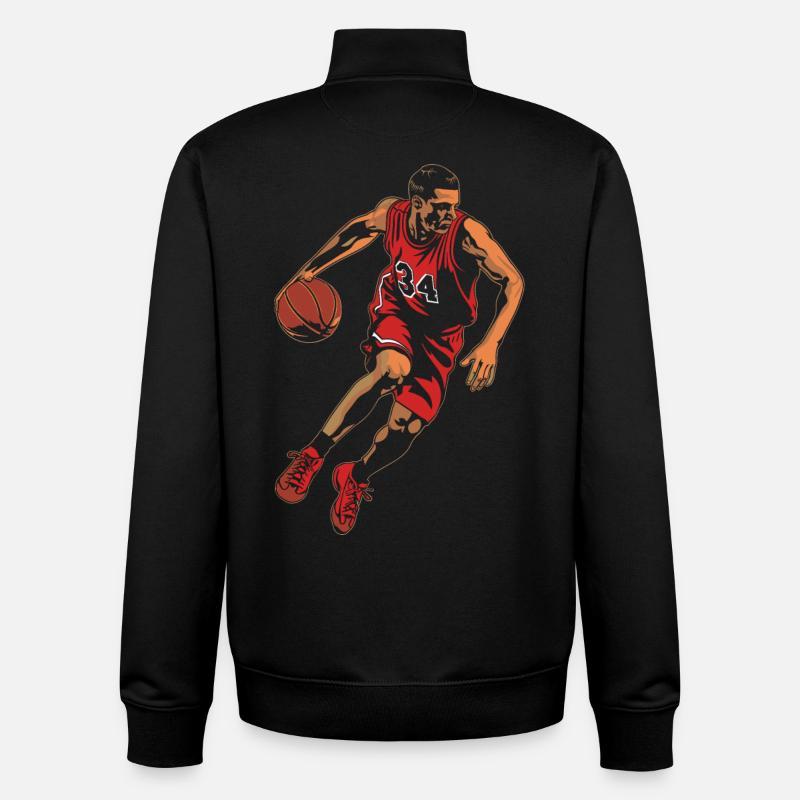 Graphiques de basketteur - Sweat zippé unisexe en coton bio Stanley/Stella - noir