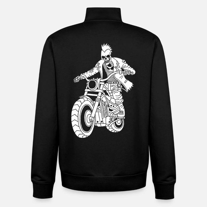 Hell Biker (White) - Unisex Organic Zip Sweatshirt by Stanley/Stella - black