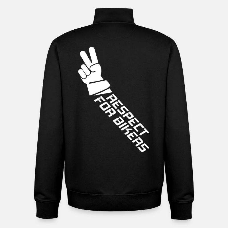 Respect for Bikers - Biker greeting for motorcyclists - Unisex Organic Zip Sweatshirt by Stanley/Stella - black