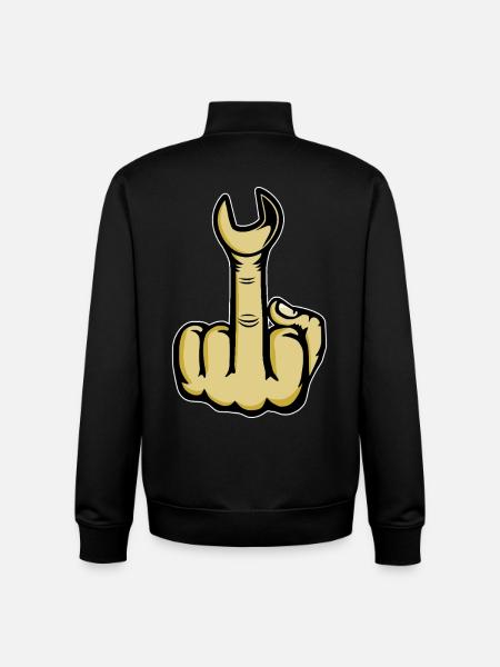 Middle Finger Stinky Finger Wrench - Unisex Organic Zip Sweatshirt by Stanley/Stella - black