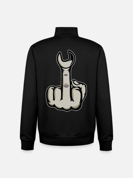 Middle Finger Stinger Finger Wrench - Unisex Organic Zip Sweatshirt by Stanley/Stella - black