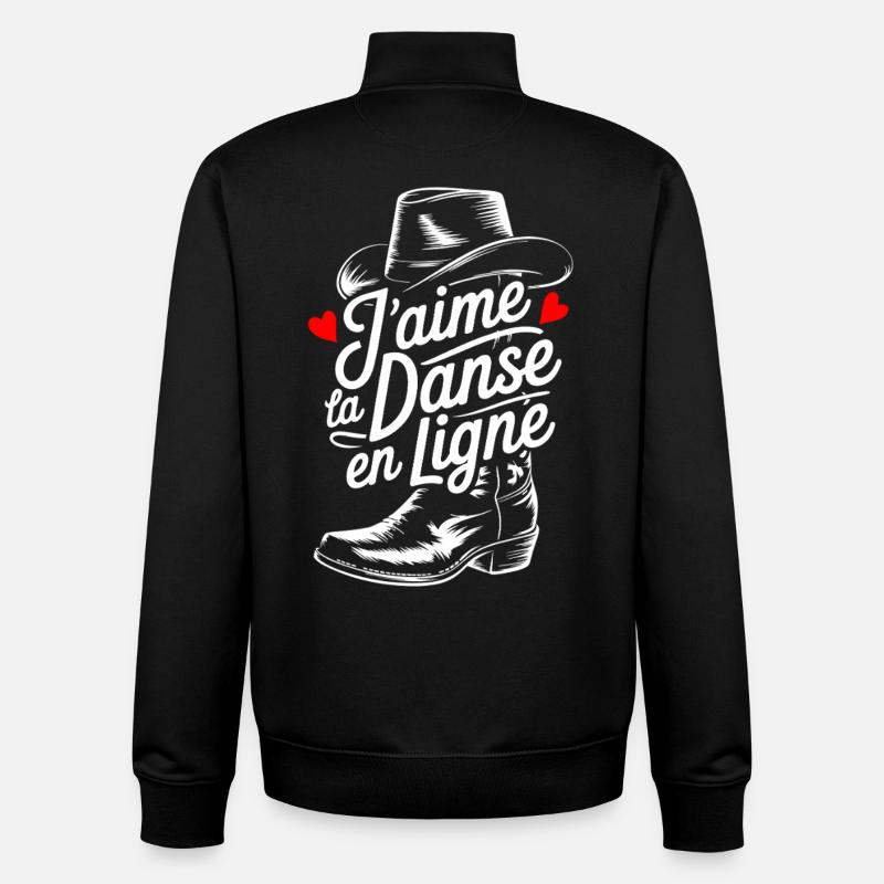 Line Dancing Cowboy Love Boots - Unisex Organic Zip Sweatshirt by Stanley/Stella - black