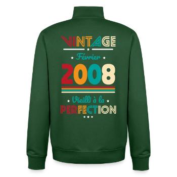 18. Geburtstag – Jahrgang – Februar 2008 - Unisex Organic Zip Sweatshirt von Stanley/Stella - Flaschengrün - Hinten - AI Model Male 185 dark (185cm)