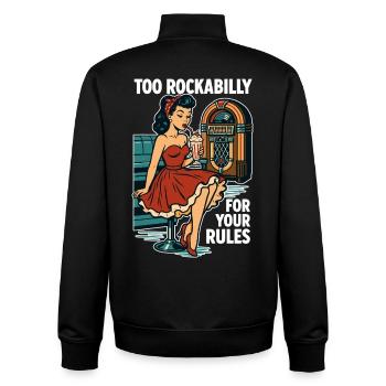Rockabilly Rebellin 50er Diner Jukebox Retro  - Unisex Organic Zip Sweatshirt von Stanley/Stella - Schwarz - Hinten - AI Model Male 185 light (185cm)