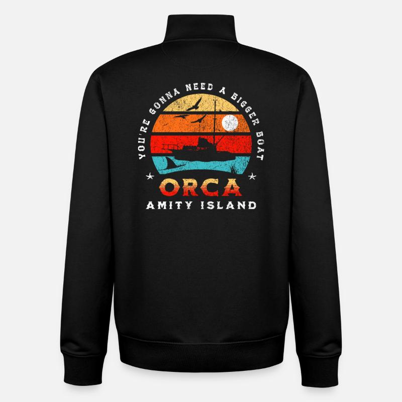 Orca - Amity Island - Unisex Organic Zip Sweatshirt by Stanley/Stella - black