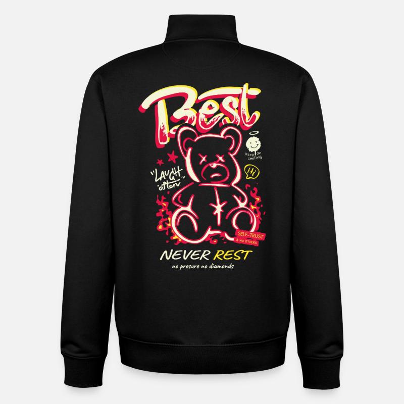 Best Never Rest Neon Teddy - Unisex Organic Zip Sweatshirt by Stanley/Stella - black
