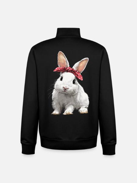 Bunny Rabbit Bow - Unisex Organic Zip Sweatshirt by Stanley/Stella - black